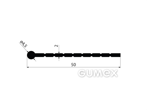 Pryžový profil tvaru "I" s drážkami, 50x4,5/2mm, 50°ShA, EPDM, -40°C/+100°C, černý